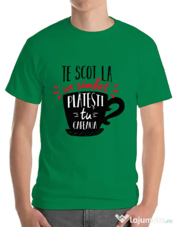 Tricou ADLER barbat Te scot la un zambet Verde mediu
