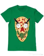 Tricou ADLER barbat Pizza skull Verde mediu