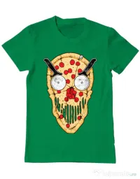 Tricou ADLER barbat Pizza skull Verde mediu