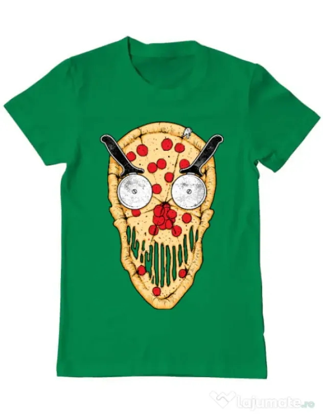 Tricou ADLER barbat Pizza skull Verde mediu