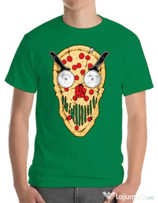 Tricou ADLER barbat Pizza skull Verde mediu