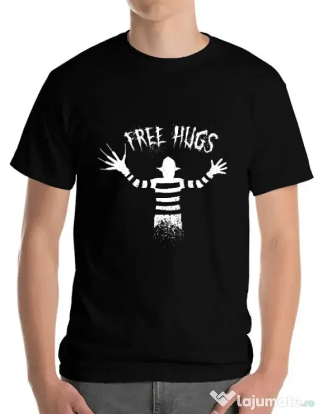 Tricou ADLER barbat Free hugs Negru