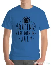 Tricou ADLER barbat Queens are born in July Albastru azuriu 