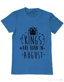 Tricou ADLER barbat Kings are born in August Albastru azuriu