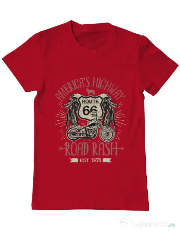 Tricou ADLER barbat Highway 66 Rosu