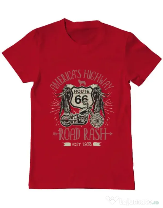 Tricou ADLER barbat Highway 66 Rosu