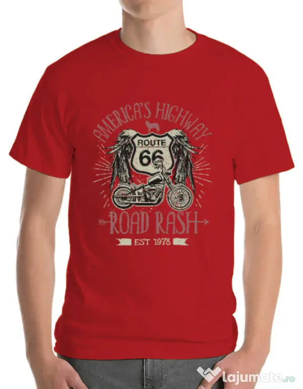 Tricou ADLER barbat Highway 66 Rosu