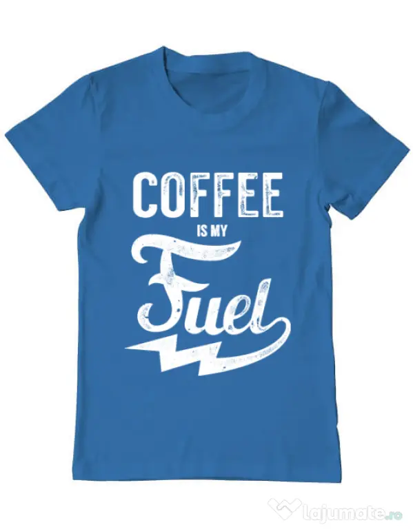 Tricou ADLER barbat Coffee is my fuel Albastru azuriu