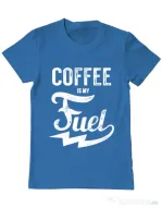 Tricou ADLER barbat Coffee is my fuel Albastru azuriu