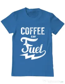 Tricou ADLER barbat Coffee is my fuel Albastru azuriu