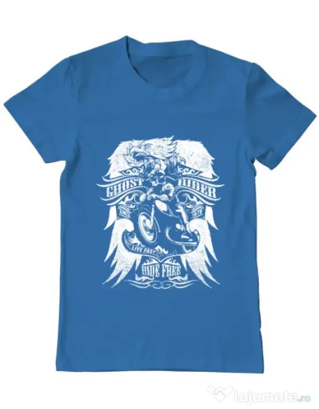 Tricou ADLER barbat Ghost rider Albastru azuriu