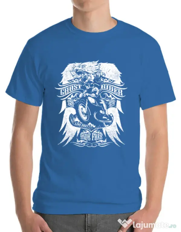 Tricou ADLER barbat Ghost rider Albastru azuriu