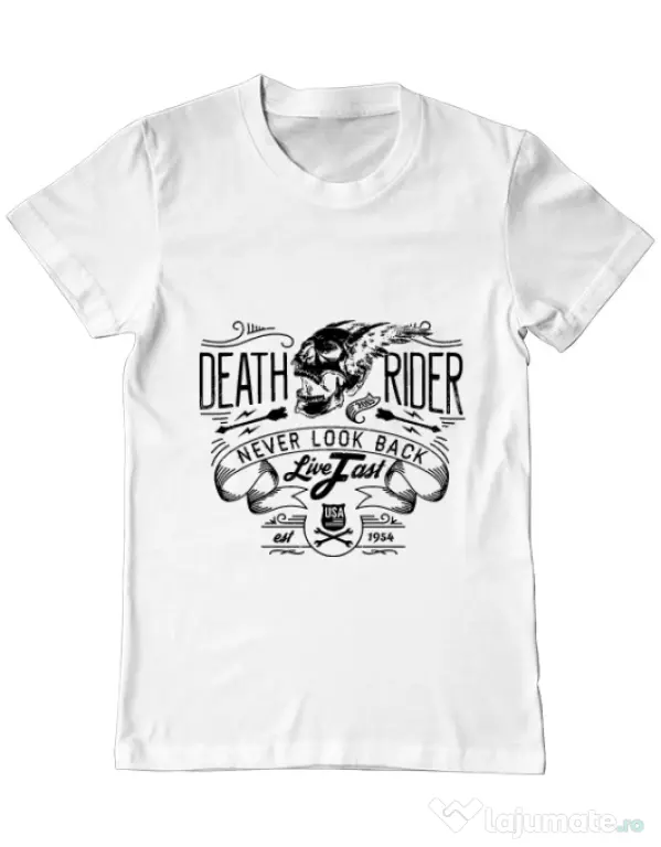 Tricou ADLER barbat Never look back Alb