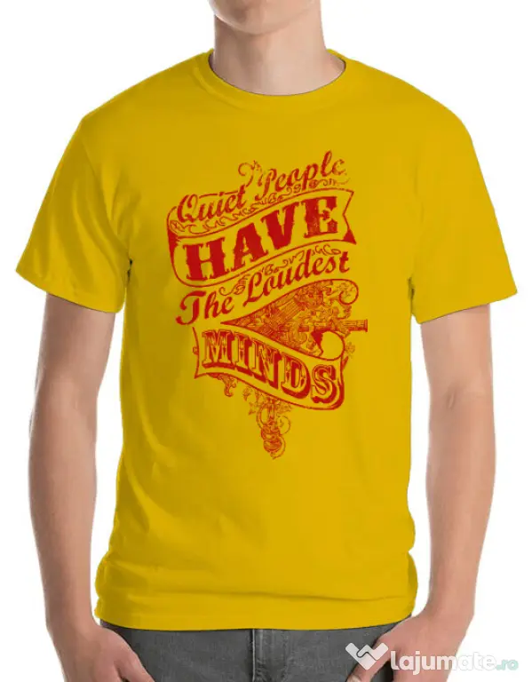 Tricou ADLER barbat Quiet people loud minds Galben