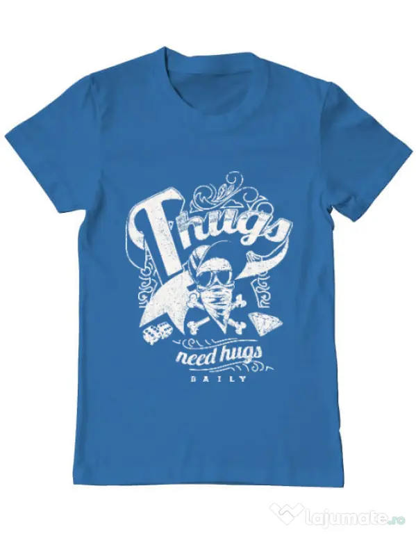 Tricou ADLER barbat Thugs need hugs Albastru azuriu