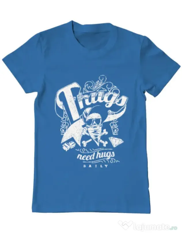 Tricou ADLER barbat Thugs need hugs Albastru azuriu