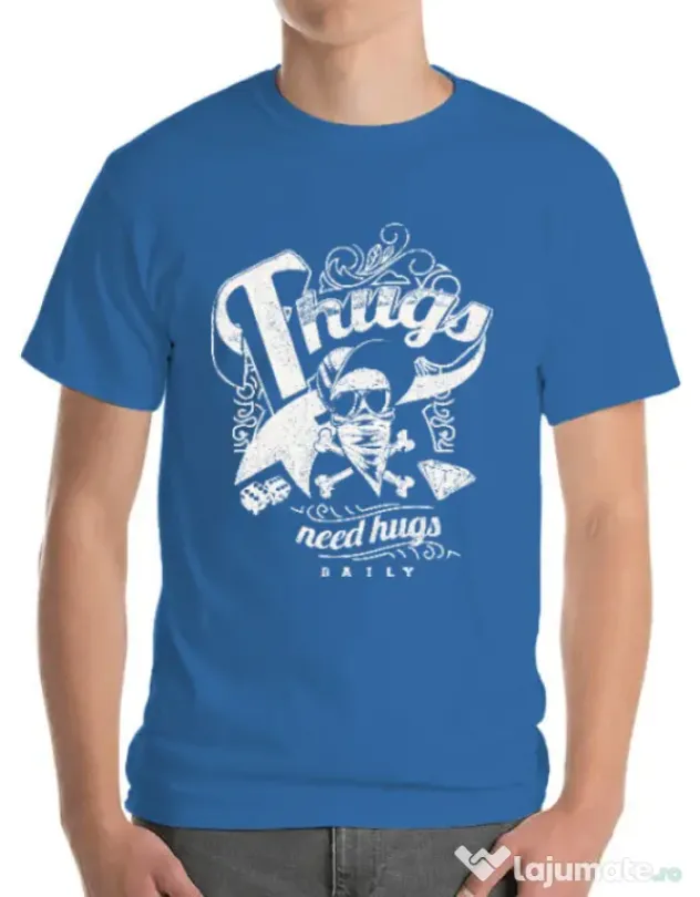 Tricou ADLER barbat Thugs need hugs Albastru azuriu
