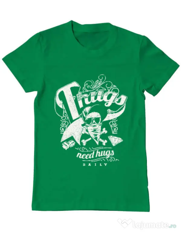 Tricou ADLER barbat Thugs need hugs Verde mediu