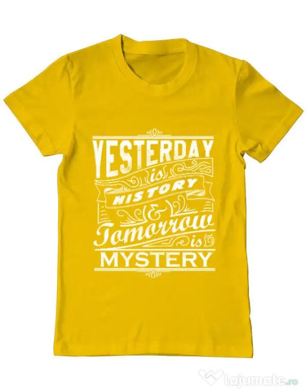 Tricou ADLER barbat Yesterday is history Galben