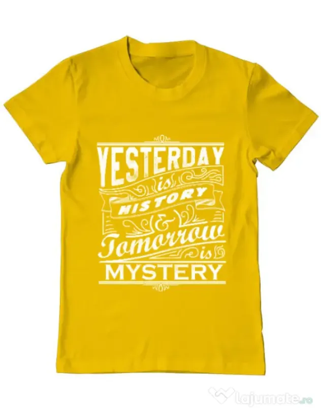 Tricou ADLER barbat Yesterday is history Galben