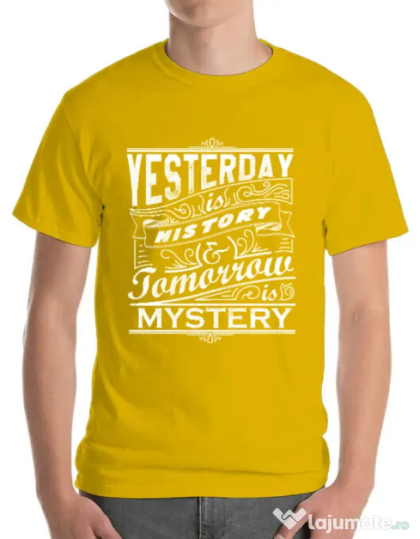 Tricou ADLER barbat Yesterday is history Galben