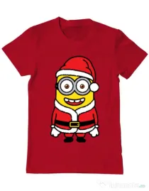 Tricou ADLER barbat Santa minions Rosu