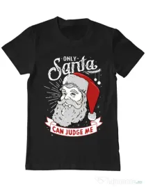 Tricou ADLER barbat Only santa can judge me Negru