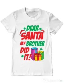 Tricou ADLER barbat My brother did it Alb