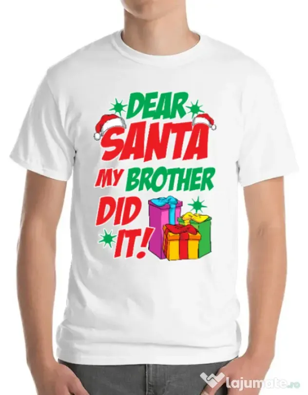 Tricou ADLER barbat My brother did it Alb
