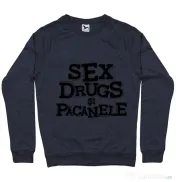 Bluza ADLER barbat Sex, drugs si pacanele Denim inchis 