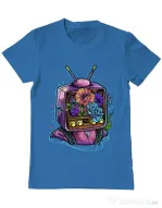 Tricou ADLER barbat Flower television Albastru azuriu