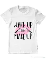 Tricou ADLER barbat Wake up and make up Alb