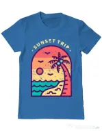 Tricou ADLER barbat Sunset trip Albastru azuriu