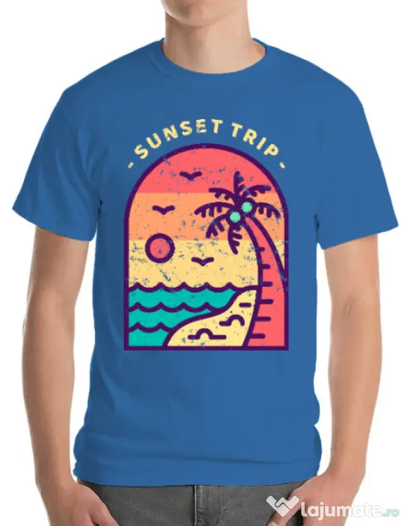 Tricou ADLER barbat Sunset trip Albastru azuriu