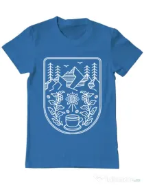 Tricou ADLER barbat Natural coffee Albastru azuriu