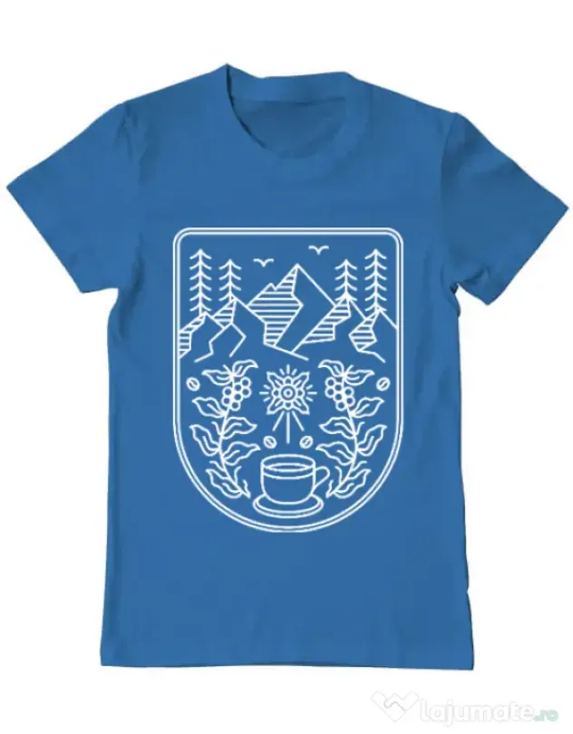 Tricou ADLER barbat Natural coffee Albastru azuriu