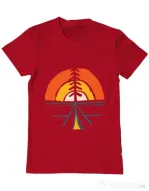 Tricou ADLER barbat Camp and sunset Rosu