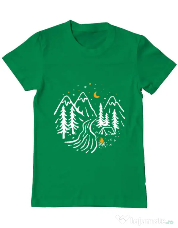 Tricou ADLER barbat Night camping Verde mediu