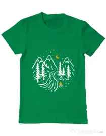 Tricou ADLER barbat Night camping Verde mediu