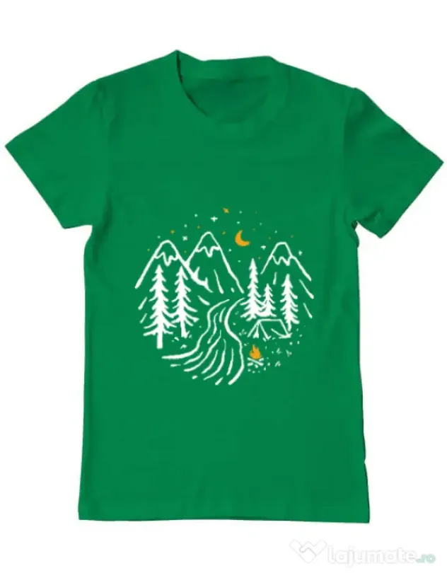 Tricou ADLER barbat Night camping Verde mediu
