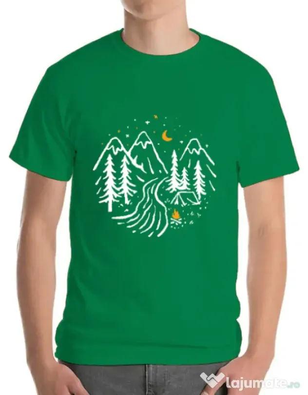 Tricou ADLER barbat Night camping Verde mediu