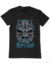 Tricou ADLER barbat Wolf of death Negru