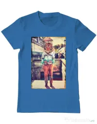 Tricou ADLER barbat Tiger head Albastru azuriu