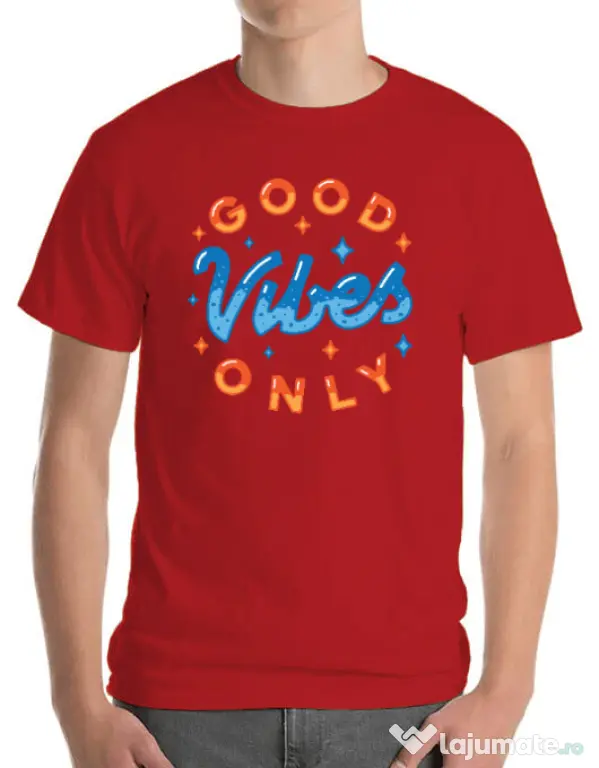 Tricou ADLER barbat Good vibes only Rosu
