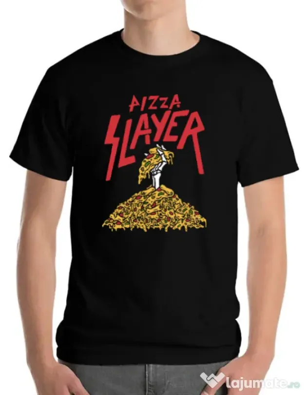 Tricou ADLER barbat Pizza slayer Negru