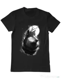 Tricou ADLER barbat Night wolf Negru