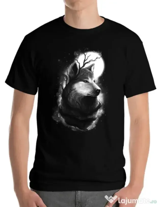 Tricou ADLER barbat Night wolf Negru