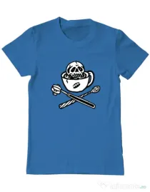 Tricou ADLER barbat Death before decaf Albastru azuriu