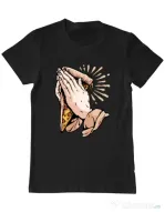 Tricou ADLER barbat Pray for pizza Negru