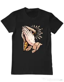 Tricou ADLER barbat Pray for pizza Negru